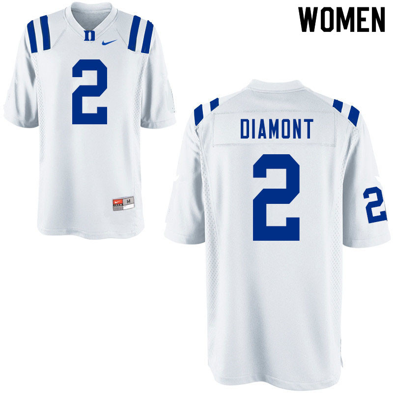 Women #2 Luca Diamont Duke Blue Devils College Football Jerseys Sale-White - Click Image to Close